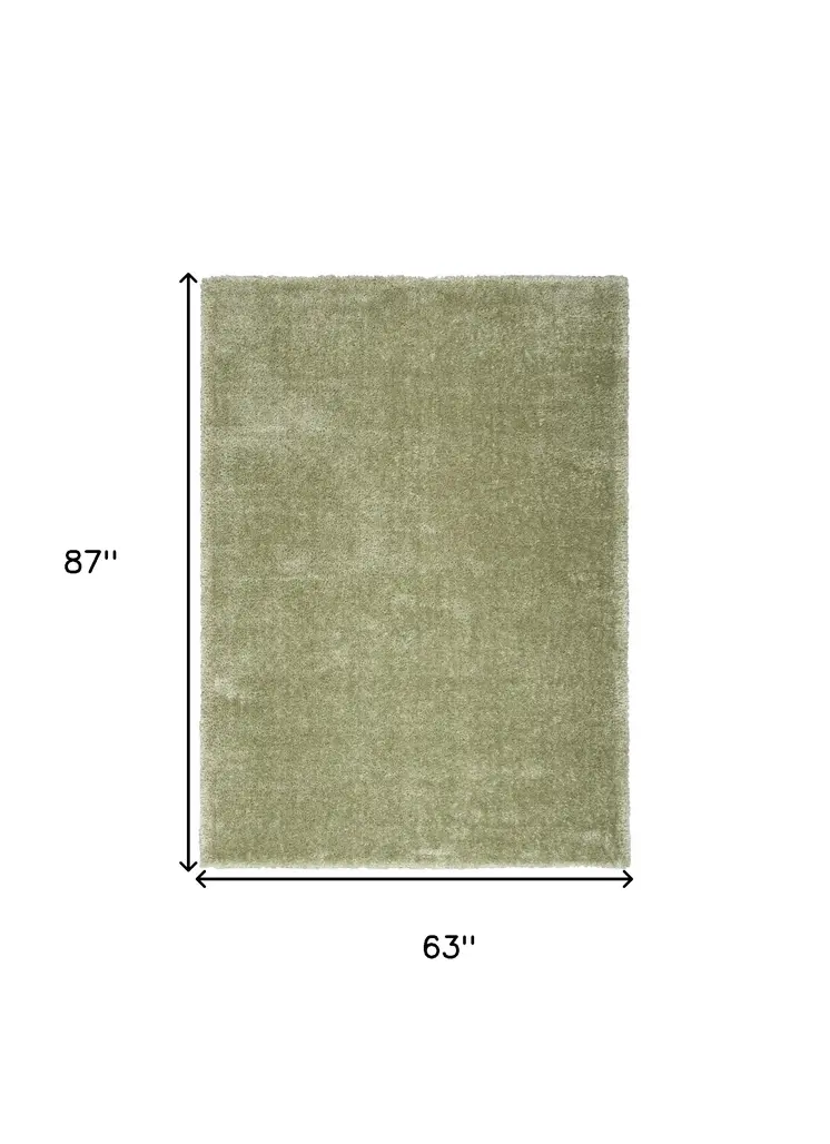 5' X 7' Green Shag Power Loom Area Rug