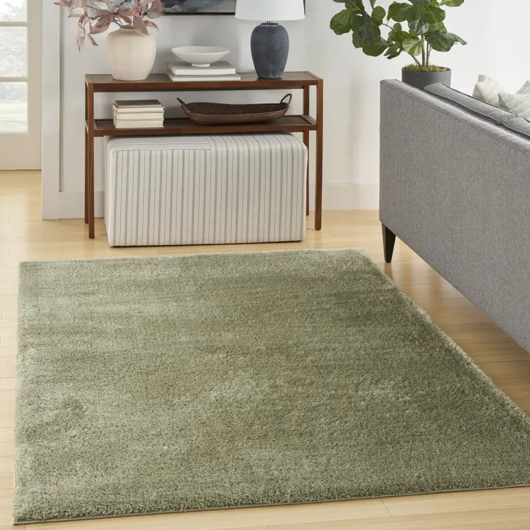5' X 7' Green Shag Power Loom Area Rug