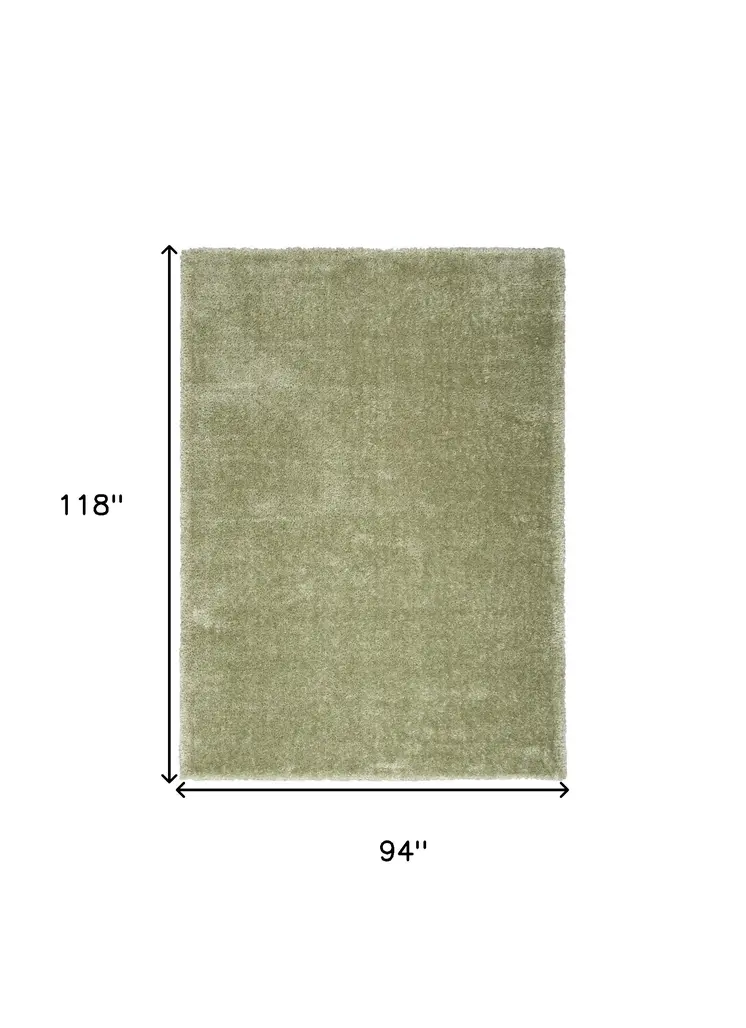 8' X 10' Green Shag Distressed Area Rug