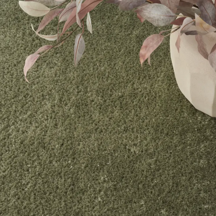 8' X 10' Green Shag Distressed Area Rug