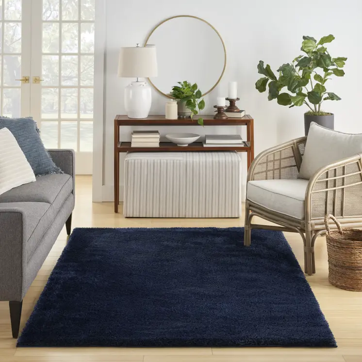 8' X 10' Navy Blue Shag Area Rug