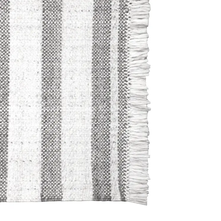 5' X 7' Gray Striped Handmade Indoor Outdoor Area Rug