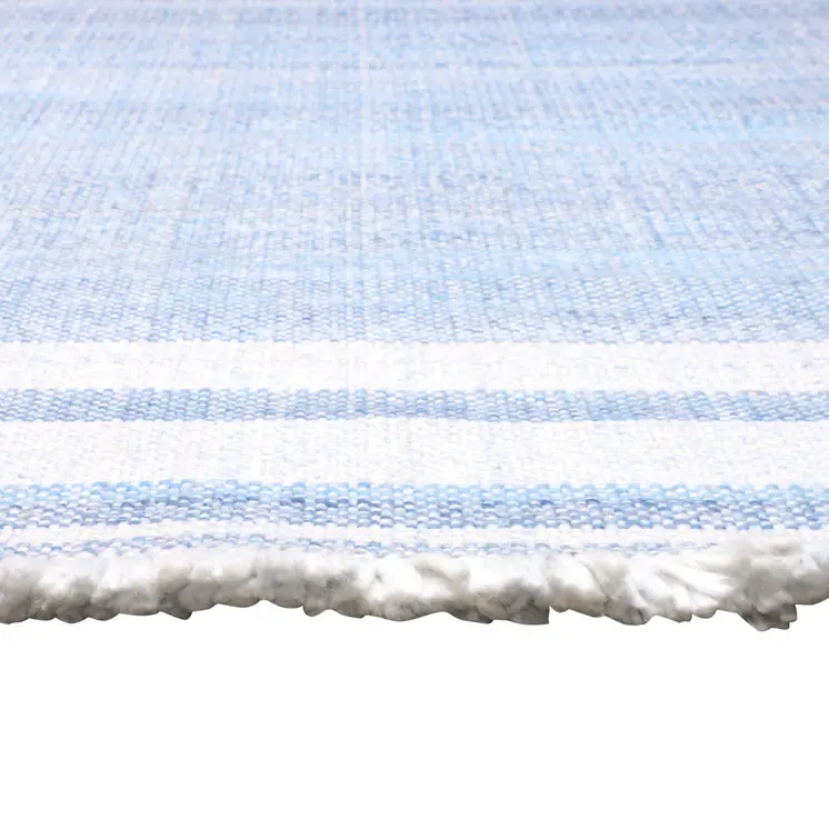 8' X 10' Blue Striped Handmade Stain Resistant Non Skid Indoor Outdoor Area Rug