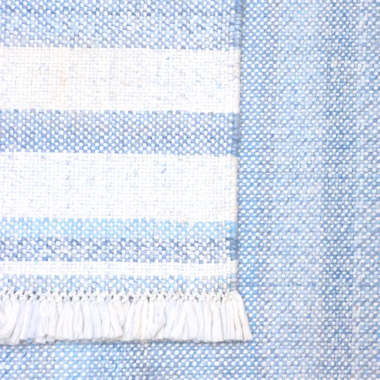 8' X 10' Blue Striped Handmade Stain Resistant Non Skid Indoor Outdoor Area Rug