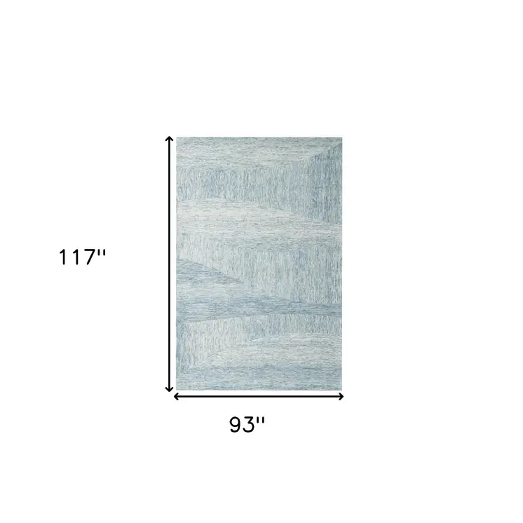 8' X 10' Blue Wool Abstract Hand Tufted Area Rug