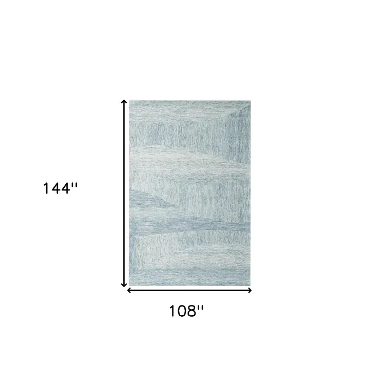 9' X 12' Blue Wool Abstract Hand Tufted Area Rug