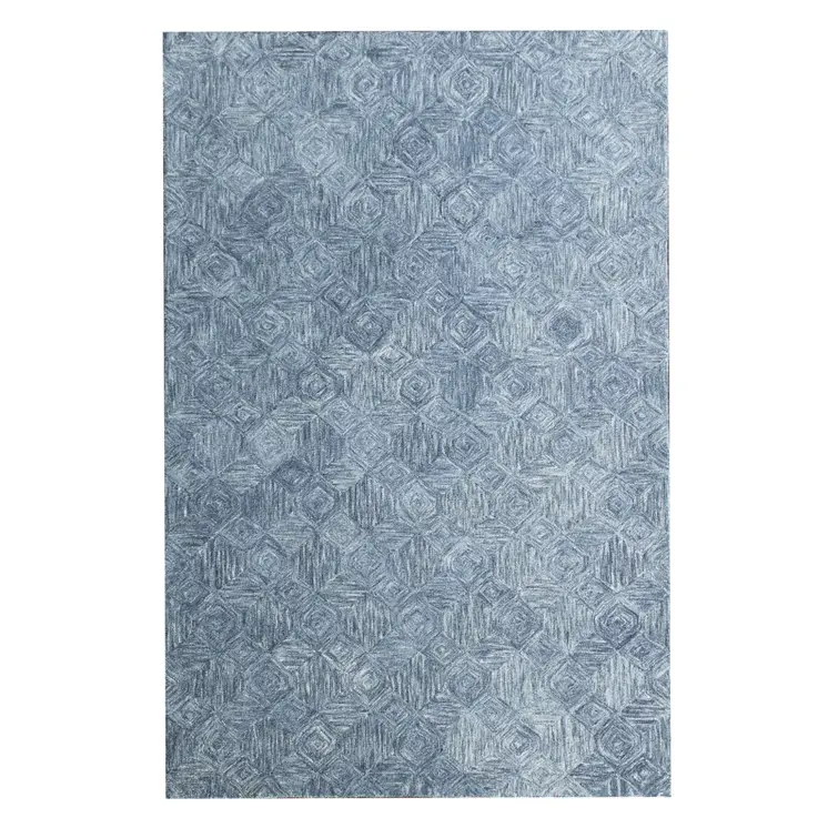 8' X 10' Blue Wool Geometric Hand Tufted Area Rug