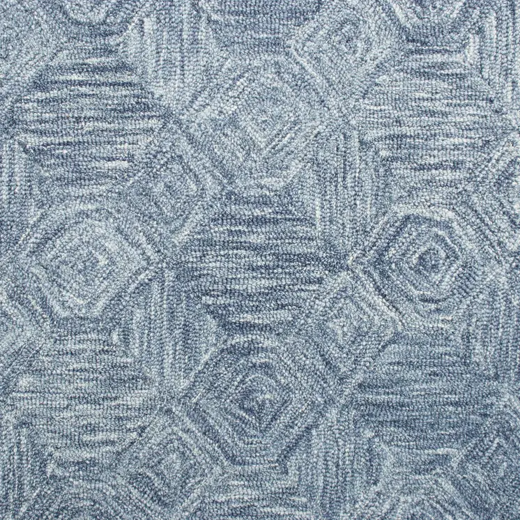 8' X 10' Blue Wool Geometric Hand Tufted Area Rug