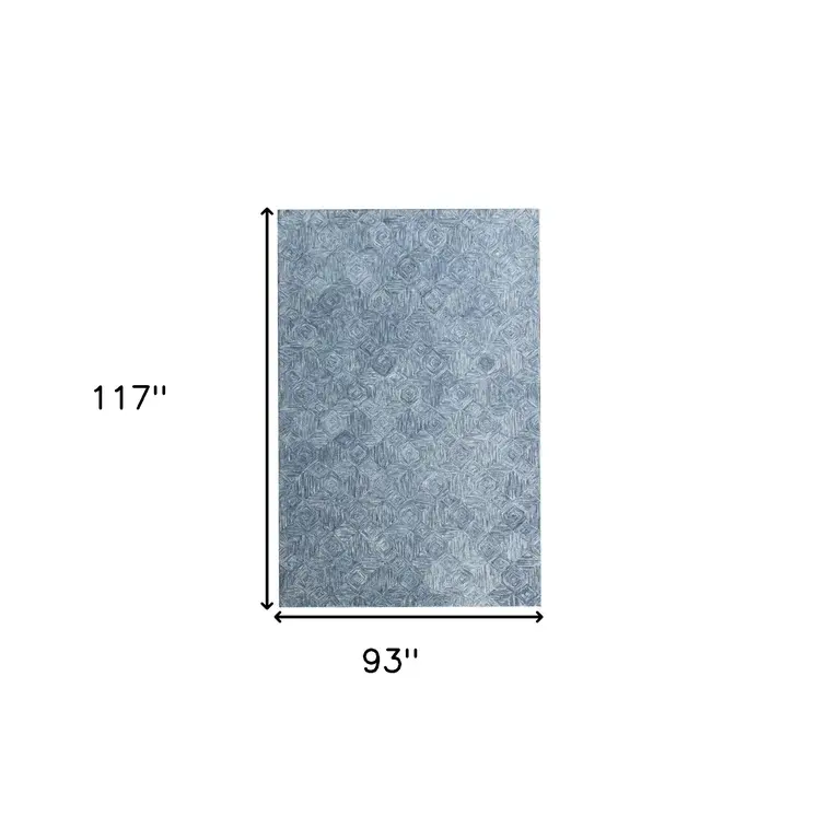 8' X 10' Blue Wool Geometric Hand Tufted Area Rug
