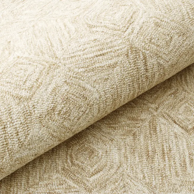 5' X 7' Beige Wool Geometric Hand Tufted Area Rug