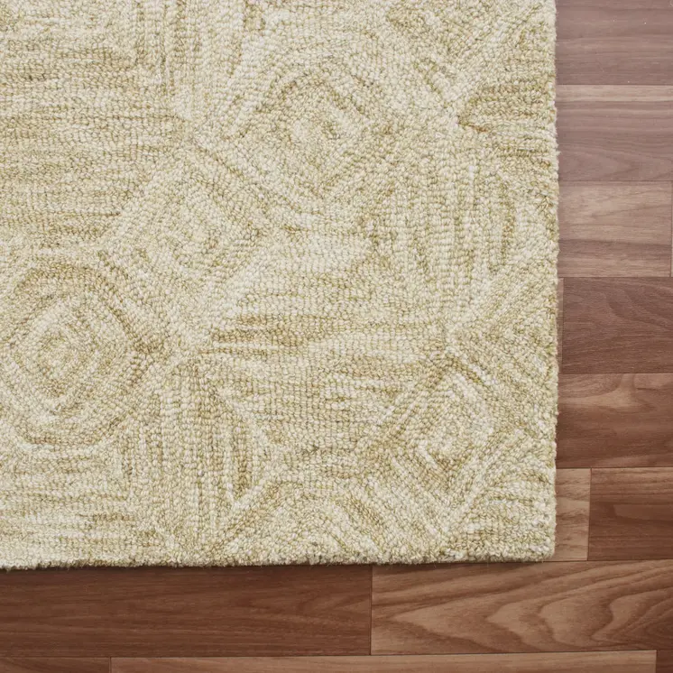 5' X 7' Beige Wool Geometric Hand Tufted Area Rug