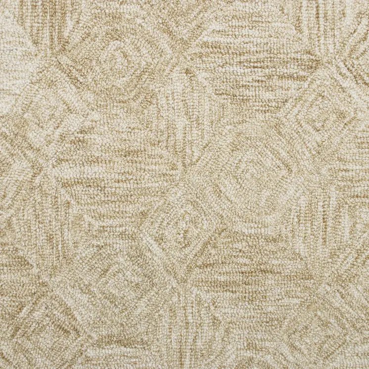 5' X 7' Beige Wool Geometric Hand Tufted Area Rug