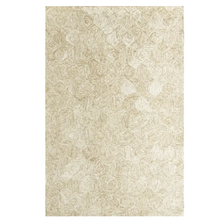 8' X 10' Beige Wool Geometric Hand Tufted Area Rug