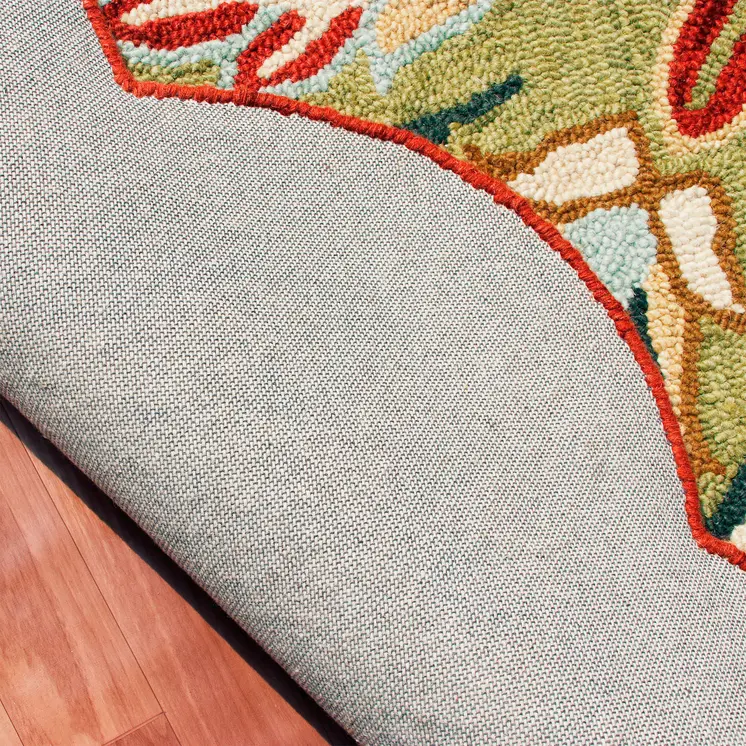 6' X 6' Orange Round Wool Floral Hand Tufted Area Rug