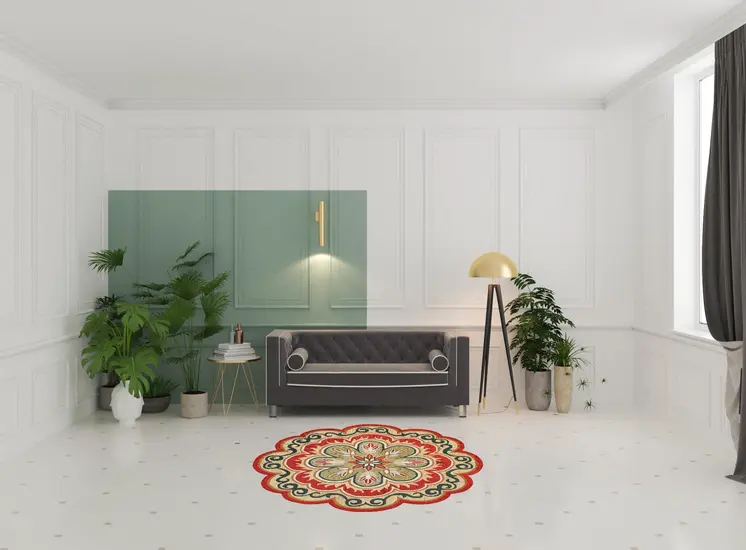 6' X 6' Orange Round Wool Floral Hand Tufted Area Rug