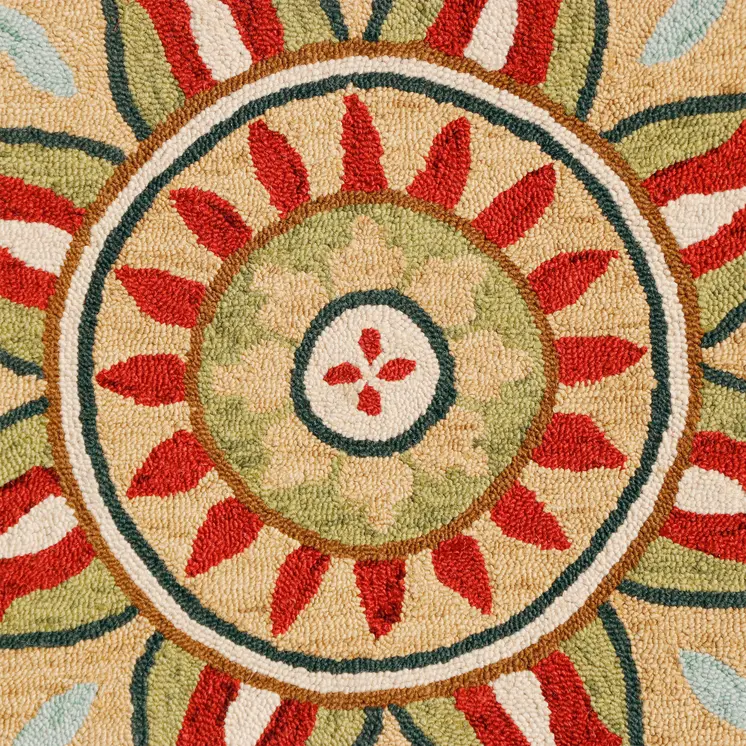 4' Red Round Wool Floral Hand Tufted Area Rug