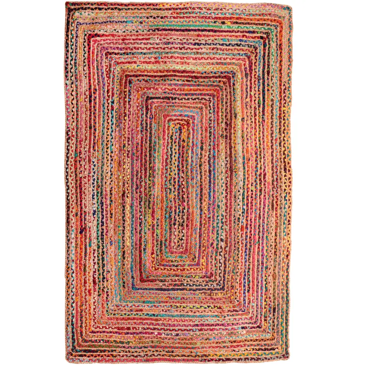 8' X 10' Tan Geometric Hand Braided Area Rug