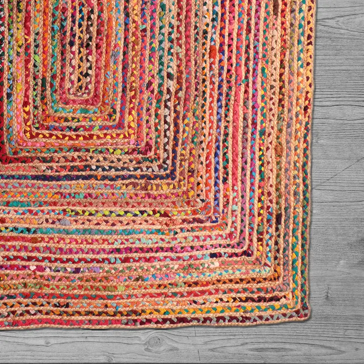 8' X 10' Tan Geometric Hand Braided Area Rug