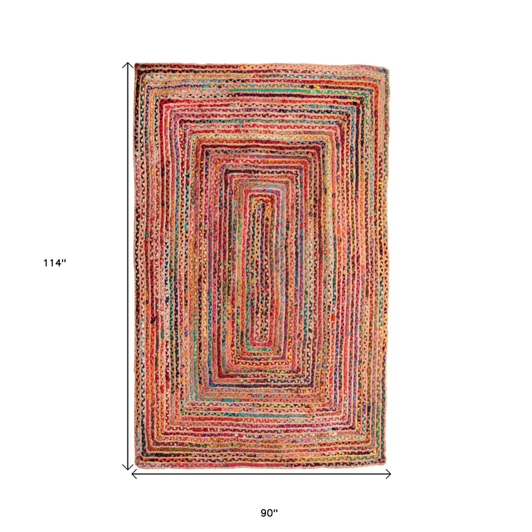 8' X 10' Tan Geometric Hand Braided Area Rug