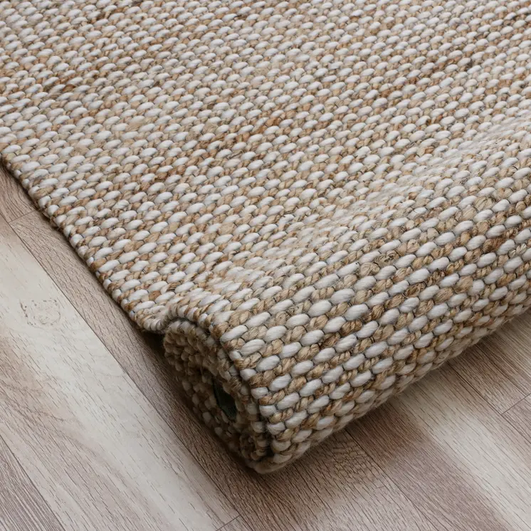 5' X 7' Beige Striped Hand Woven Area Rug