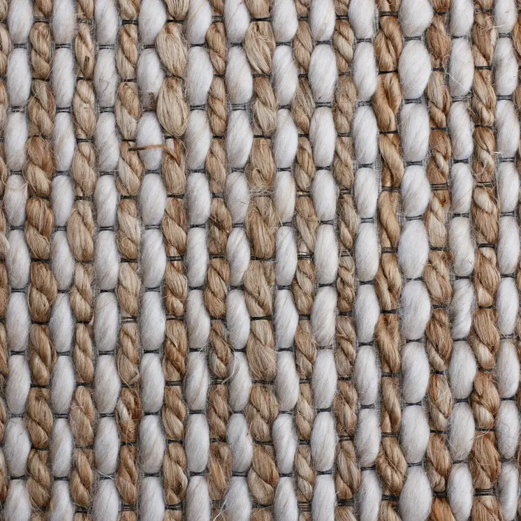 5' X 7' Beige Striped Hand Woven Area Rug