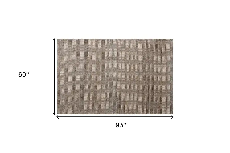 5' X 7' Beige Striped Hand Woven Area Rug