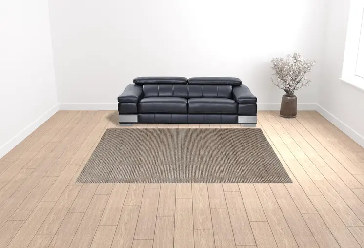 9' X 12' Beige Striped Hand Woven Area Rug