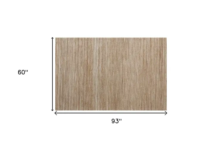 5' X 7' Beige Striped Hand Woven Area Rug