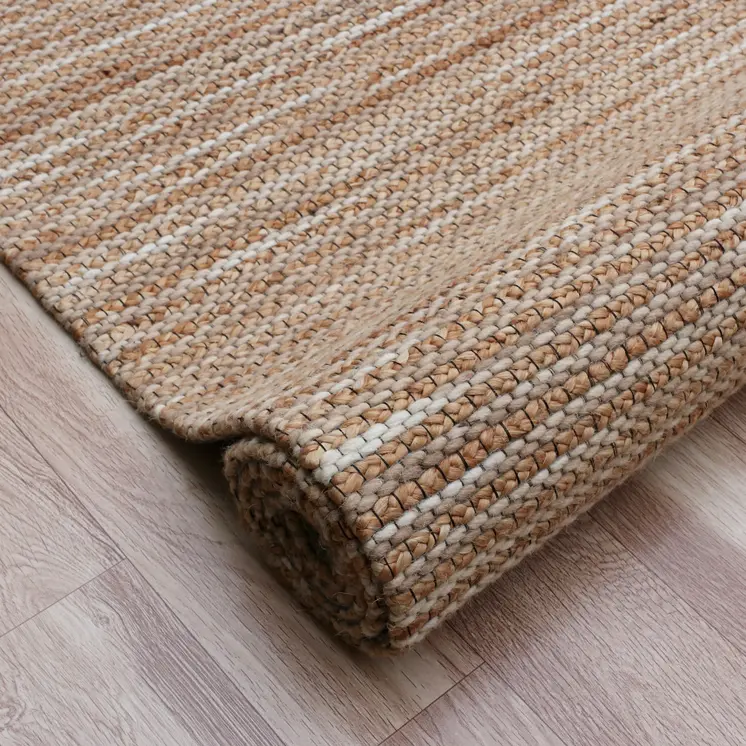 8' X 10' Beige Striped Hand Woven Area Rug
