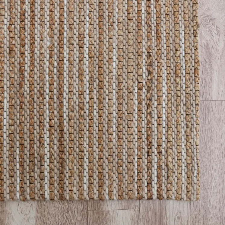 8' X 10' Beige Striped Hand Woven Area Rug