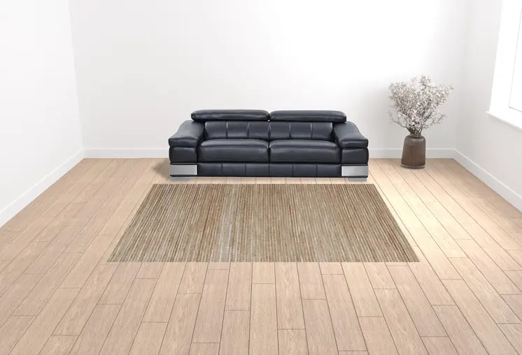 9' X 12' Beige Striped Hand Woven Area Rug