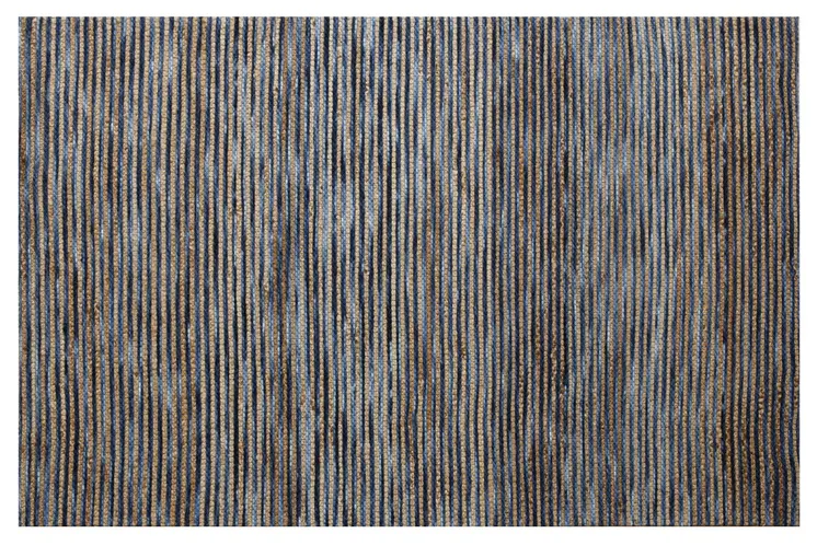 8' X 10' Blue Striped Hand Woven Area Rug