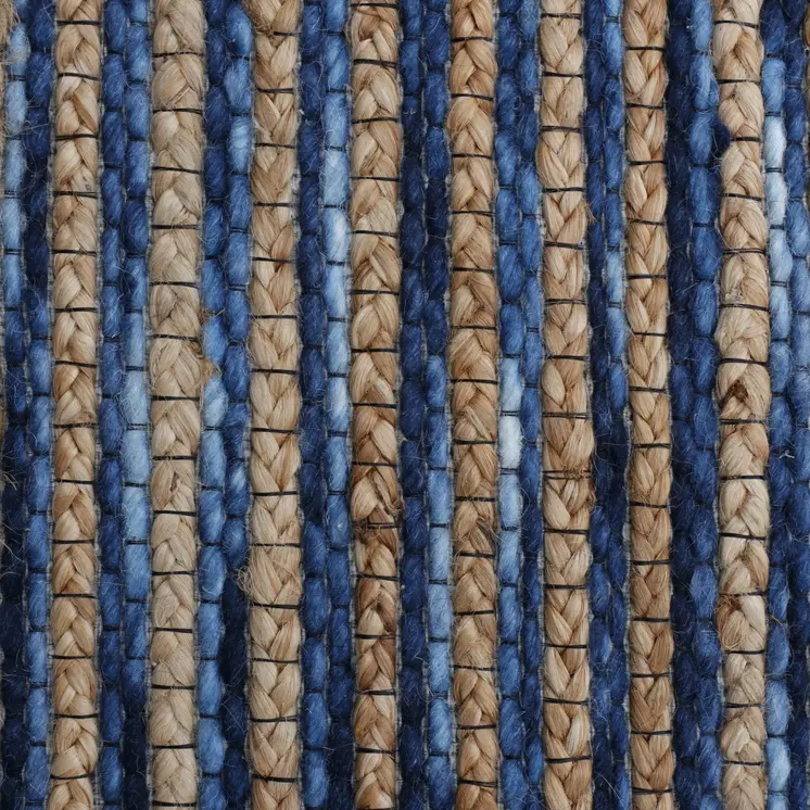 8' X 10' Blue Striped Hand Woven Area Rug