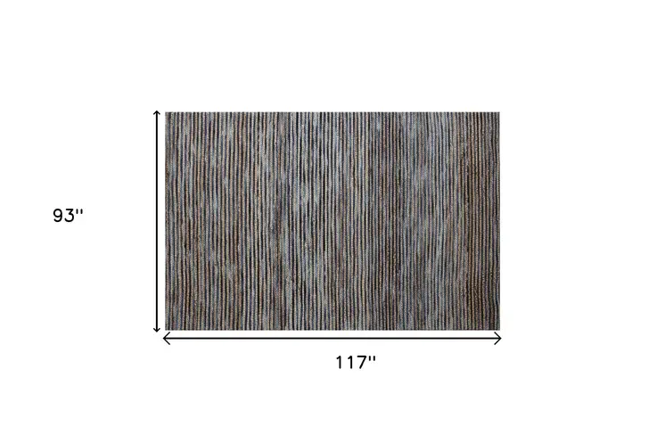 8' X 10' Blue Striped Hand Woven Area Rug