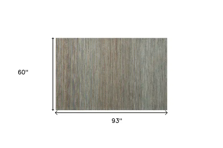 5' X 7' Blue Striped Hand Woven Area Rug