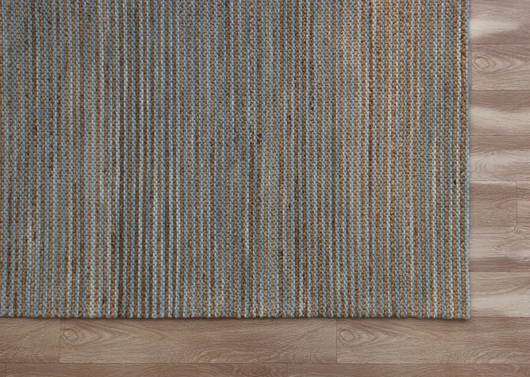 8' X 10' Blue Striped Hand Woven Area Rug