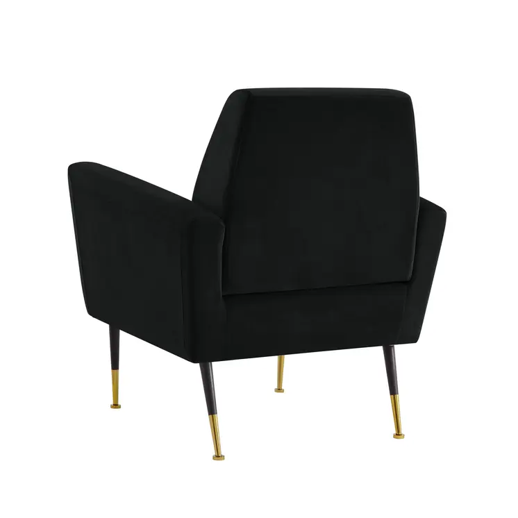 32" Black And Black And Gold Velvet Arm Chair