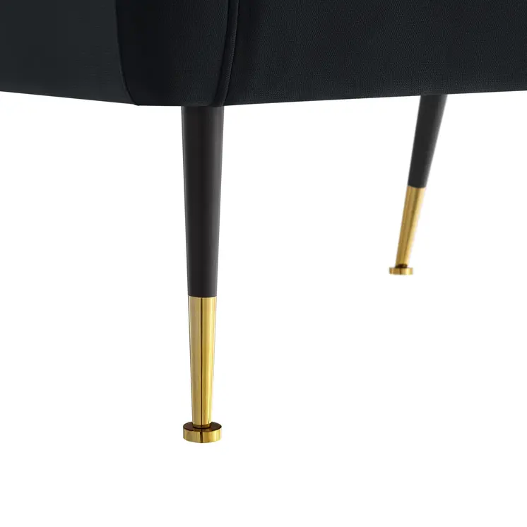 32" Black And Black And Gold Velvet Arm Chair