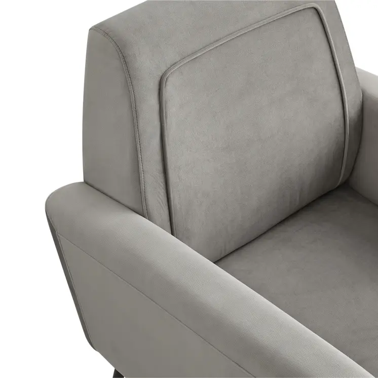 32" Gray And Black And Gold Velvet Arm Chair
