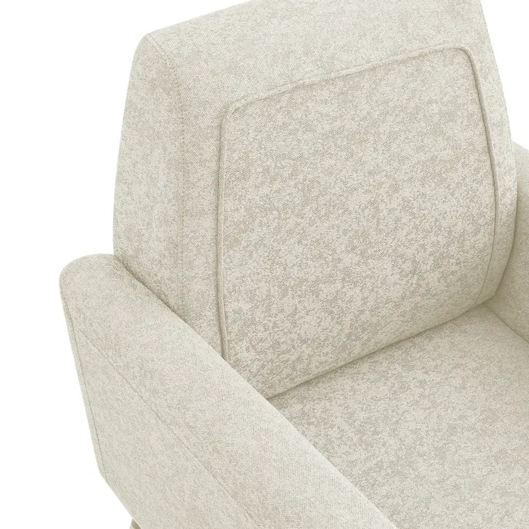 32" Beige And Black And Gold Linen Arm Chair