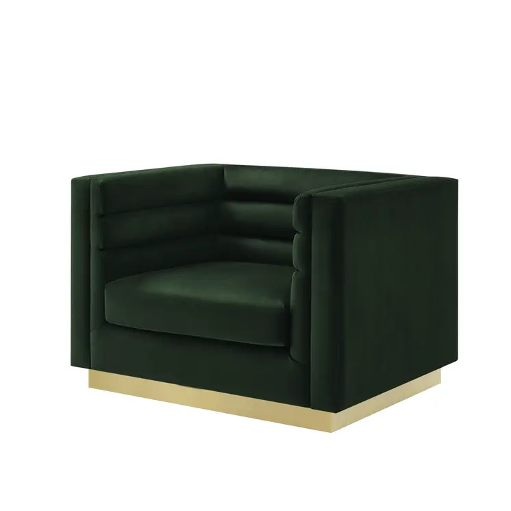 34" Hunter Green Velvet Tufted Club Chair
