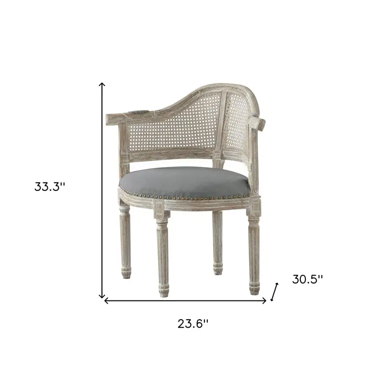 24" Gray and Beige Linen Arm Chair