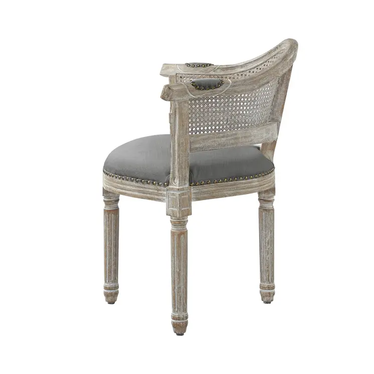 24" Gray and Beige Linen Arm Chair