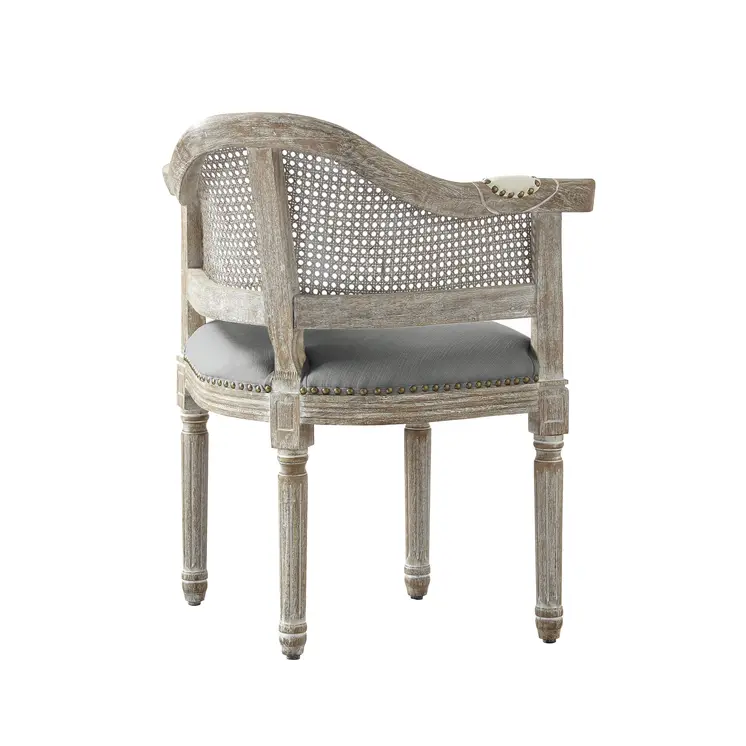 24" Gray and Beige Linen Arm Chair