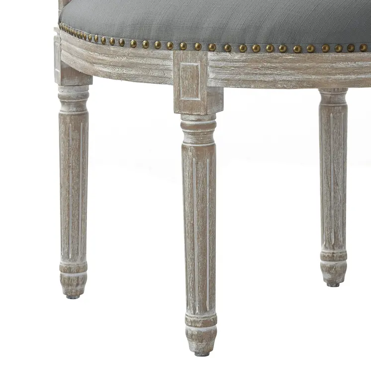 24" Gray and Beige Linen Arm Chair