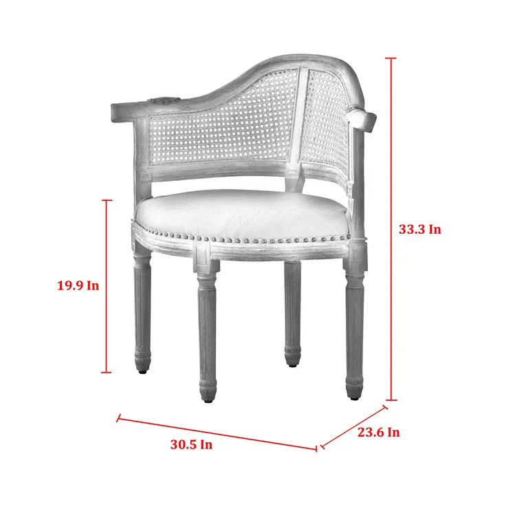 24" Gray and Beige Linen Arm Chair