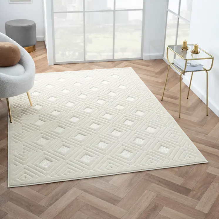 8' X 10' Ivory Geometric Area Rug