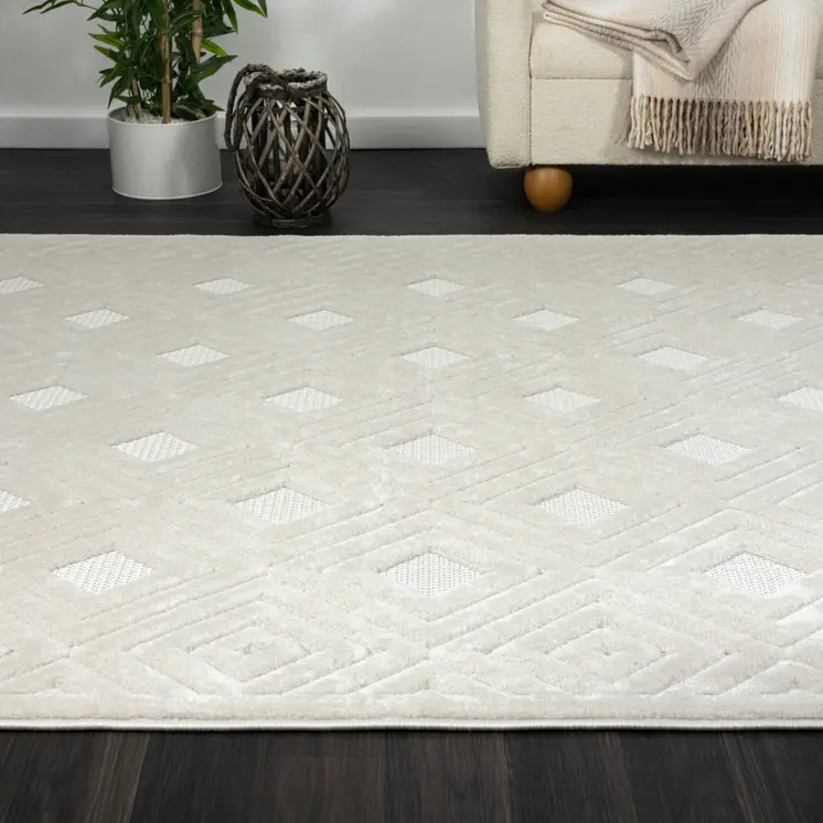 8' X 10' Ivory Geometric Area Rug