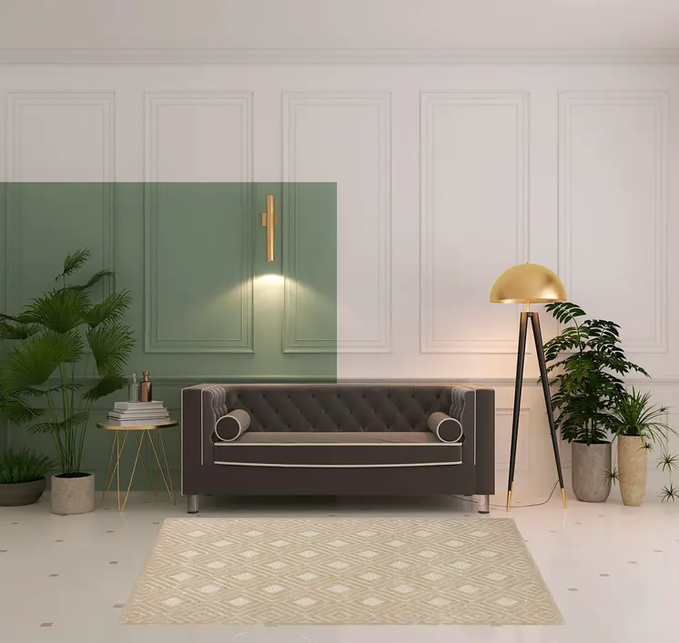 5' X 7' Beige Geometric Area Rug