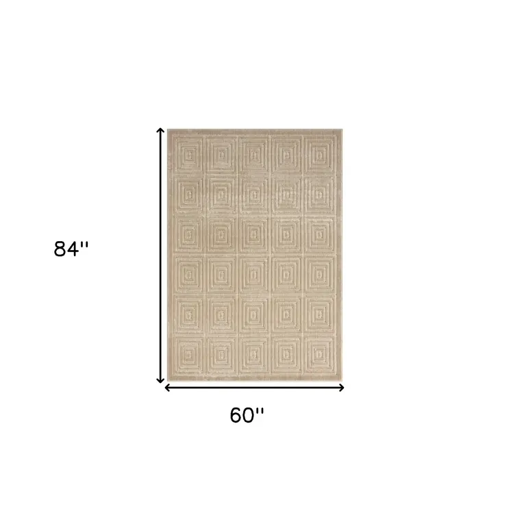 5' X 7' Beige Geometric Area Rug